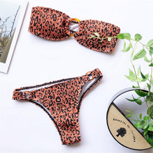 Load image into Gallery viewer, Wrinkled Leopard Brazilian Bikini Women Swimwear Female Swimsuit Two-pieces Bikini set Bandeau Bather Bathing Suit Swim V1706