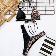 Load image into Gallery viewer, OMKAGI Bikini High Cut Leopard Bikini Set Bathing Suit Beachwear Push Up Swimwear Bikinis 2020 Mujer Swimsuit Swimwear Women
