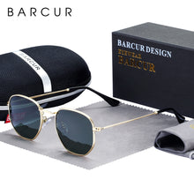 Load image into Gallery viewer, BARCUR Classic Retro Reflective Sunglasses Man Hexagon Sunglasses Metal Frame Eyewear Sun Glasses With Box Oculos De Sol gafas