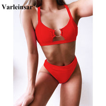 Load image into Gallery viewer, 11 colors NEW Sexy Bikini High Waist Swimsuit Women Swimwear Bikini set Cut out Bather High Waist Bathing Suit Swim Wear V1712G
