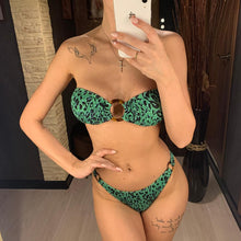 Load image into Gallery viewer, Wrinkled Leopard Brazilian Bikini Women Swimwear Female Swimsuit Two-pieces Bikini set Bandeau Bather Bathing Suit Swim V1706