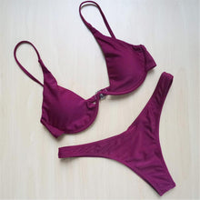 Load image into Gallery viewer, Sexy V-bar Underwired Bikini 2020 Female Swimsuit Women Swimwear Two-piece V shape Wire Bikini set Bather Bathing Suit Swim V439