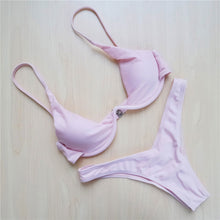 Load image into Gallery viewer, Sexy V-bar Underwired Bikini 2020 Female Swimsuit Women Swimwear Two-piece V shape Wire Bikini set Bather Bathing Suit Swim V439