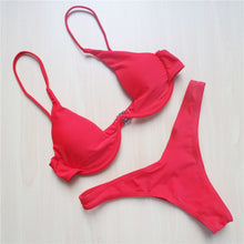 Load image into Gallery viewer, Sexy V-bar Underwired Bikini 2020 Female Swimsuit Women Swimwear Two-piece V shape Wire Bikini set Bather Bathing Suit Swim V439