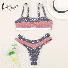 Load image into Gallery viewer, Miyouj Sexy Print Ruffle Bikini Cross Bandage Swimsuit Hollow Out Swimwear Floral Biquini Feminino V-Neck Bikini Set Beach Wear