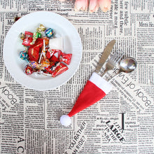 Load image into Gallery viewer, #25 Christmas DecorChristmas Decorative tableware Caps Cutlery Holder Knife Fork Set Spoon Pocket Christmas Decor Bag 6x15cm