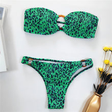 Load image into Gallery viewer, Wrinkled Leopard Brazilian Bikini Women Swimwear Female Swimsuit Two-pieces Bikini set Bandeau Bather Bathing Suit Swim V1706