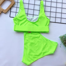 Load image into Gallery viewer, 2020 New Sexy High Waist Bikini Swimsuit Women Swimwear Bandeau Push Up Bikini Set Buckle Bathing Suit Beach Wear Swimming Suit