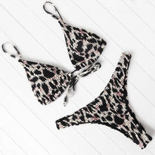 Load image into Gallery viewer, OMKAGI Bikini High Cut Leopard Bikini Set Bathing Suit Beachwear Push Up Swimwear Bikinis 2020 Mujer Swimsuit Swimwear Women