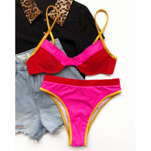 Load image into Gallery viewer, Splicing High Waist Bikini 2020 Push Up Female Swimsuit Women Swimwear Two-pieces Bikini set Bather Bathing Suit Swim Lady V2427