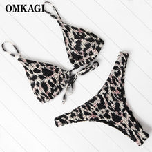 Load image into Gallery viewer, OMKAGI Bikini High Cut Leopard Bikini Set Bathing Suit Beachwear Push Up Swimwear Bikinis 2020 Mujer Swimsuit Swimwear Women