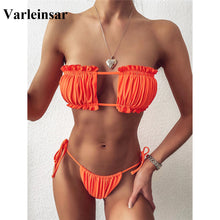 Load image into Gallery viewer, Sexy Butterfly Print Bandeau Polka Dot Bikini Swimsuit Female Swimwear Women Two-pieces Bikini set Bather Bathing Suit V1242B