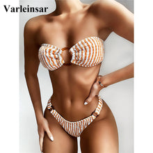Load image into Gallery viewer, Wrinkled Leopard Brazilian Bikini Women Swimwear Female Swimsuit Two-pieces Bikini set Bandeau Bather Bathing Suit Swim V1706