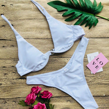 Load image into Gallery viewer, Sexy V-bar Underwired Bikini 2020 Female Swimsuit Women Swimwear Two-piece V shape Wire Bikini set Bather Bathing Suit Swim V439