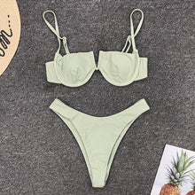 Load image into Gallery viewer, 2020 New Sexy V Neck Bikini Swimwear Women Two Pieces Swimsuit Push Up Bikini Set Brazilian Bathing Suit Beachwear Swimming Suit

