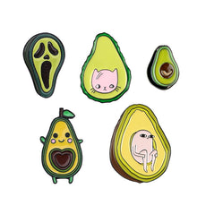 Load image into Gallery viewer, Avocado Enamel Pins Custom Fresh Fruit Brooches Bag Clothes Lapel Pin Cartoon Ghost Cat Pear Badge Funny Meme Jewelry Gift Kids

