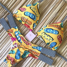 Load image into Gallery viewer, 2019 Brazilian Bikini Print Swimwear String Mini Swimsuit Sexy Halter Swimsuit New Lace-up Beach wear Women Thong Micro Bikini
