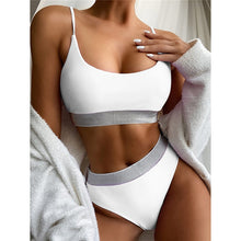 Load image into Gallery viewer, Black White High Waist Bikini 2020 Swimsuit Women Swimwear Push Up Halter Bikini Set Bather Bathing Suit Beach Wear Female
