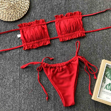 Load image into Gallery viewer, Sexy Butterfly Print Bandeau Polka Dot Bikini Swimsuit Female Swimwear Women Two-pieces Bikini set Bather Bathing Suit V1242B
