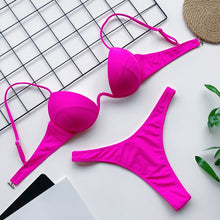 Load image into Gallery viewer, Bikini 2020 Summer Bandage Swimsuit Women Push Up Swimwear Padded Bra Bikini Set Solid Beach Wear Bathing Suit Brazilian Biquini
