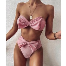 Load image into Gallery viewer, 2020 New Sexy Bikini Swimwear Women Swimsuit Off Shoulder Bikini Set Flash Low Waist Bathing Suit Summer Beachwear Swimming Suit
