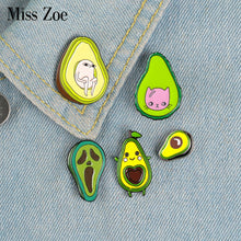 Load image into Gallery viewer, Avocado Enamel Pins Custom Fresh Fruit Brooches Bag Clothes Lapel Pin Cartoon Ghost Cat Pear Badge Funny Meme Jewelry Gift Kids
