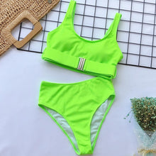 Load image into Gallery viewer, 2020 New Sexy High Waist Bikini Swimsuit Women Swimwear Bandeau Push Up Bikini Set Buckle Bathing Suit Beach Wear Swimming Suit
