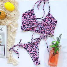 Load image into Gallery viewer, OMKAGI Bikini High Cut Leopard Bikini Set Bathing Suit Beachwear Push Up Swimwear Bikinis 2020 Mujer Swimsuit Swimwear Women
