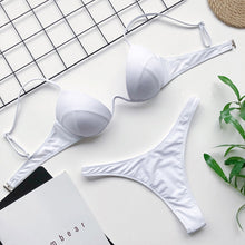 Load image into Gallery viewer, Bikini 2020 Summer Bandage Swimsuit Women Push Up Swimwear Padded Bra Bikini Set Solid Beach Wear Bathing Suit Brazilian Biquini

