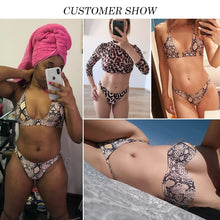 Load image into Gallery viewer, Snake print bikini Push up swimsuit female bathing suit String thong Brazilian bikini 2020 High cut swimwear women Sexy biquini
