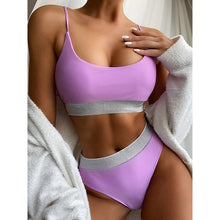 Load image into Gallery viewer, Black White High Waist Bikini 2020 Swimsuit Women Swimwear Push Up Halter Bikini Set Bather Bathing Suit Beach Wear Female
