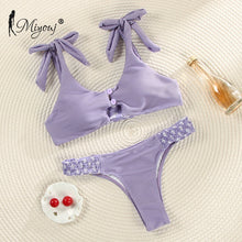 Load image into Gallery viewer, Miyouj Sexy Print Ruffle Bikini Cross Bandage Swimsuit Hollow Out Swimwear Floral Biquini Feminino V-Neck Bikini Set Beach Wear
