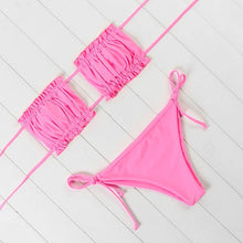 Load image into Gallery viewer, OMKAGI Bandeau Bikini 2020 Swimsuit Women Swimwear Biquinis Sexy Push Up Swimming Bathing Suit Beachwear Micro Bikini Set
