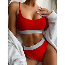 Load image into Gallery viewer, Black White High Waist Bikini 2020 Swimsuit Women Swimwear Push Up Halter Bikini Set Bather Bathing Suit Beach Wear Female
