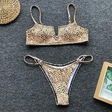 Load image into Gallery viewer, Sexy Micro Bikini Swimwear Women Leopard Swimsuit Push Up Bandage Swimming Suit for Women Bathing Suit Cheetah Bikini Beachwear
