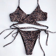 Load image into Gallery viewer, OMKAGI Bikini High Cut Leopard Bikini Set Bathing Suit Beachwear Push Up Swimwear Bikinis 2020 Mujer Swimsuit Swimwear Women
