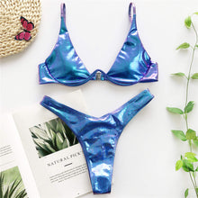 Load image into Gallery viewer, Sexy V-bar Underwired Bikini 2020 Female Swimsuit Women Swimwear Two-piece V shape Wire Bikini set Bather Bathing Suit Swim V439
