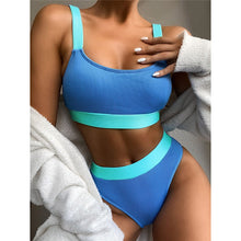 Load image into Gallery viewer, Black White High Waist Bikini 2020 Swimsuit Women Swimwear Push Up Halter Bikini Set Bather Bathing Suit Beach Wear Female
