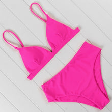 Load image into Gallery viewer, OMKAGI 2020 Bikini Swimwear Swimsuit Women Solid Bathing Suit Green Neno Bikini Set With Pad Female High Waist Beachwear Biquin
