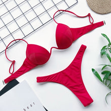 Load image into Gallery viewer, Bikini 2020 Summer Bandage Swimsuit Women Push Up Swimwear Padded Bra Bikini Set Solid Beach Wear Bathing Suit Brazilian Biquini

