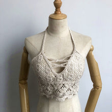Load image into Gallery viewer, summer holiday beach camis lady sexy tassels crochet camisole women sexy tassels bikini camis female crochet halter bikini tops
