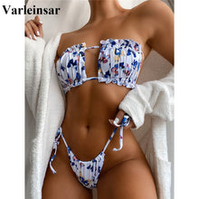 Load image into Gallery viewer, Sexy Butterfly Print Bandeau Polka Dot Bikini Swimsuit Female Swimwear Women Two-pieces Bikini set Bather Bathing Suit V1242B
