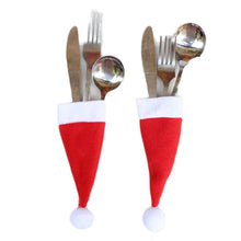 Load image into Gallery viewer, #25 Christmas DecorChristmas Decorative tableware Caps Cutlery Holder Knife Fork Set Spoon Pocket Christmas Decor Bag 6x15cm
