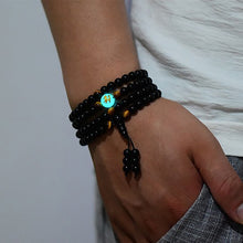 Load image into Gallery viewer, BOEYCJR Dragon Black Buddha Mala Beads Bangles&amp;Bracelets Handmade Jewelry Ethnic Glow in the Dark Bracelet for Women or Men
