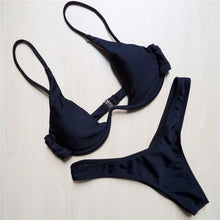 Load image into Gallery viewer, Sexy V-bar Underwired Bikini 2020 Female Swimsuit Women Swimwear Two-piece V shape Wire Bikini set Bather Bathing Suit Swim V439
