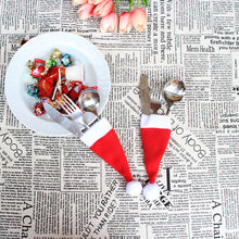Load image into Gallery viewer, #25 Christmas DecorChristmas Decorative tableware Caps Cutlery Holder Knife Fork Set Spoon Pocket Christmas Decor Bag 6x15cm
