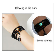 Load image into Gallery viewer, BOEYCJR Dragon Black Buddha Mala Beads Bangles&amp;Bracelets Handmade Jewelry Ethnic Glow in the Dark Bracelet for Women or Men
