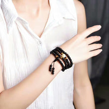 Load image into Gallery viewer, BOEYCJR Dragon Black Buddha Mala Beads Bangles&amp;Bracelets Handmade Jewelry Ethnic Glow in the Dark Bracelet for Women or Men
