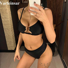 Load image into Gallery viewer, 11 colors NEW Sexy Bikini High Waist Swimsuit Women Swimwear Bikini set Cut out Bather High Waist Bathing Suit Swim Wear V1712G
