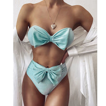 Load image into Gallery viewer, 2020 New Sexy Bikini Swimwear Women Swimsuit Off Shoulder Bikini Set Flash Low Waist Bathing Suit Summer Beachwear Swimming Suit
